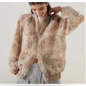 Brunello Cucinelli Silk Paisley Bomber Jacket Cardigan Sequin Women's Size L NWT